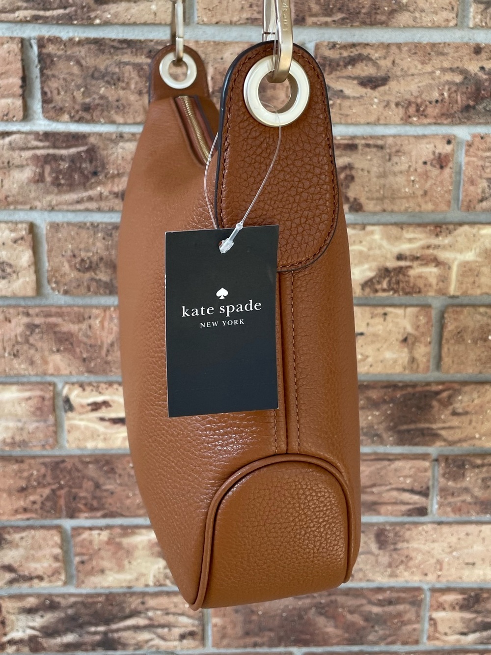 Kate Spade Brown Leather Crossbody Bag with Stripe Strap - Picture 4 of 7
